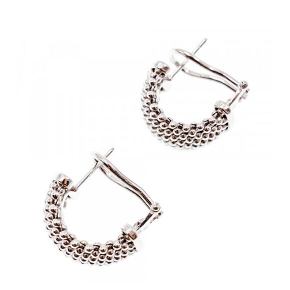 Silver 925 Black Rhodium Plated Italian Hoop Earrings  925 Sterling Silver Earrings Italy